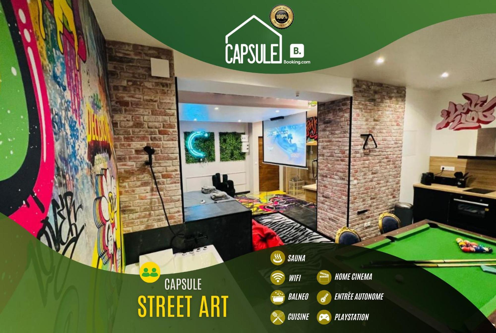 Capsule Street Art - Sauna- Jacuzzi - Playstation 5 - Billard - Netflix - Home Cinema - Terrasse Douai Exterior foto